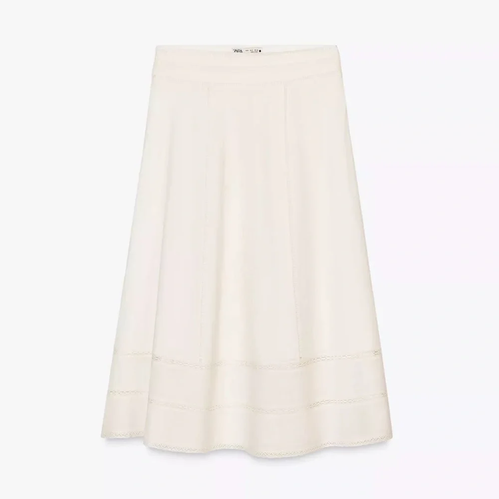 New ZARA ZW Collection Embroidered Midi Skirt
